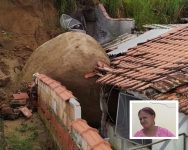 ‘mudei-a-cama-de-lugar-ha-dois-dias’,-diz-mulher-que-saiu-ilesa-apos-ter-quarto-destruido-por-pedra-gigante-em-aparecida,-sp